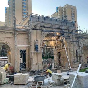 南充 黄金麻荔枝面花岗岩小区门楼外墙干挂