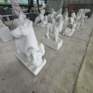 南充 芝麻白花岗岩造型立体雕刻——十二生肖
