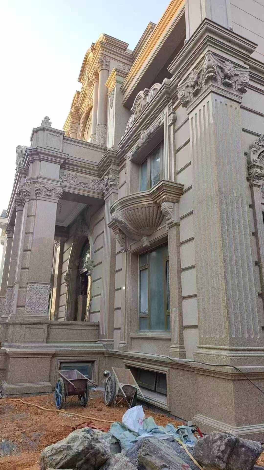 南充 黄金麻花岗岩光面别墅外墙干挂施工完成